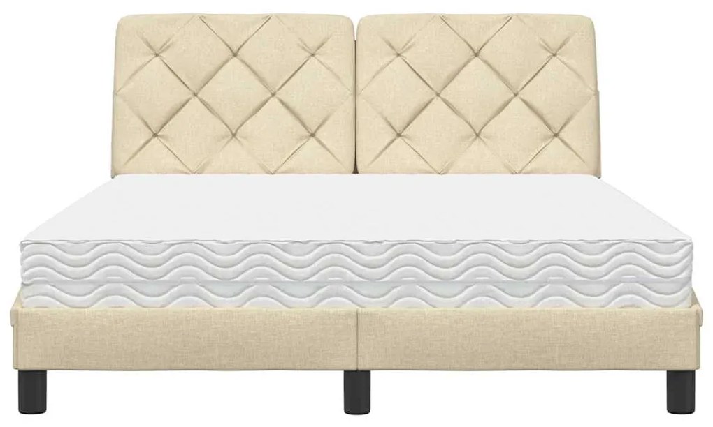 Cama com colchão 140x190 cm tecido cor creme