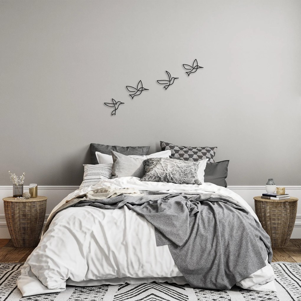 Acessório Decorativo de Parede Birds – Preto – 18x21 cm, 20x24 cm, 20x