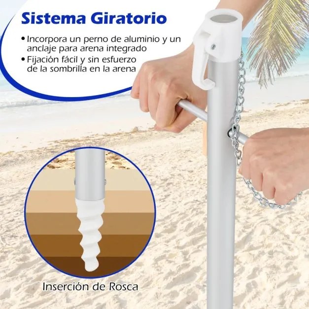 Guarda-sol de praia portátil com inclinação ajustável e saco de transporte para jardim, pátio, exterior 198 x 213 cm Multicolor