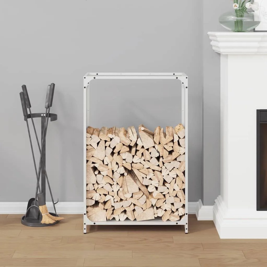 Suporte para lenha 60x28x90 cm aço laminado a frio branco