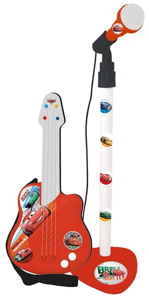 Brinquedo Musical Cars Microfone Vermelho Guitarra Infantil