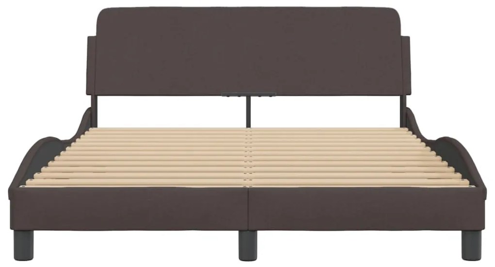 Estrutura de cama sem colchão 140x200 cm tecido castanho-escuro