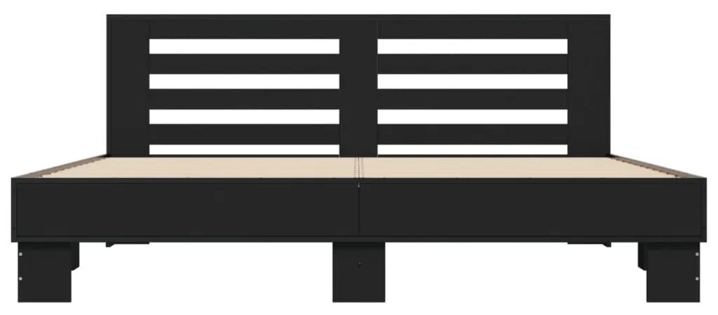 Estrutura de cama 180x200 cm derivados de madeira/metal preto