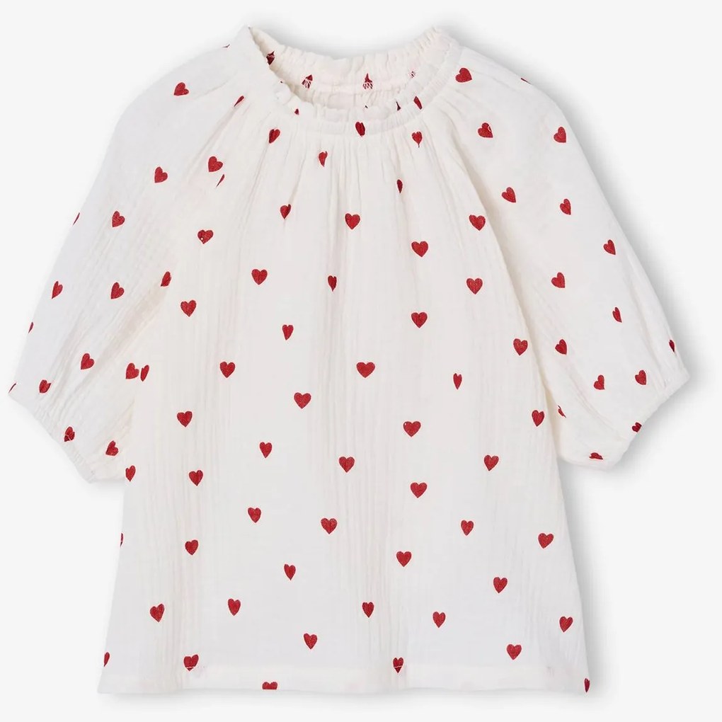 Blusa em gaze de algodão para menina cru