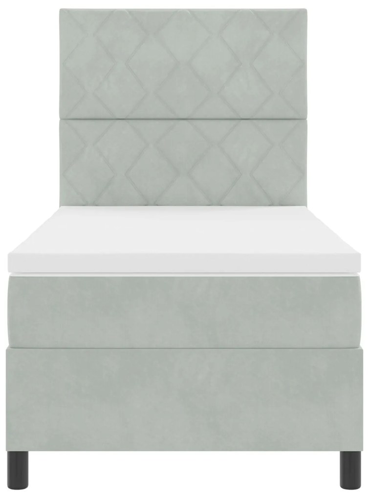 Cama Box com Colchão vidaXL Cinza Claro 90x200 cm Veludo