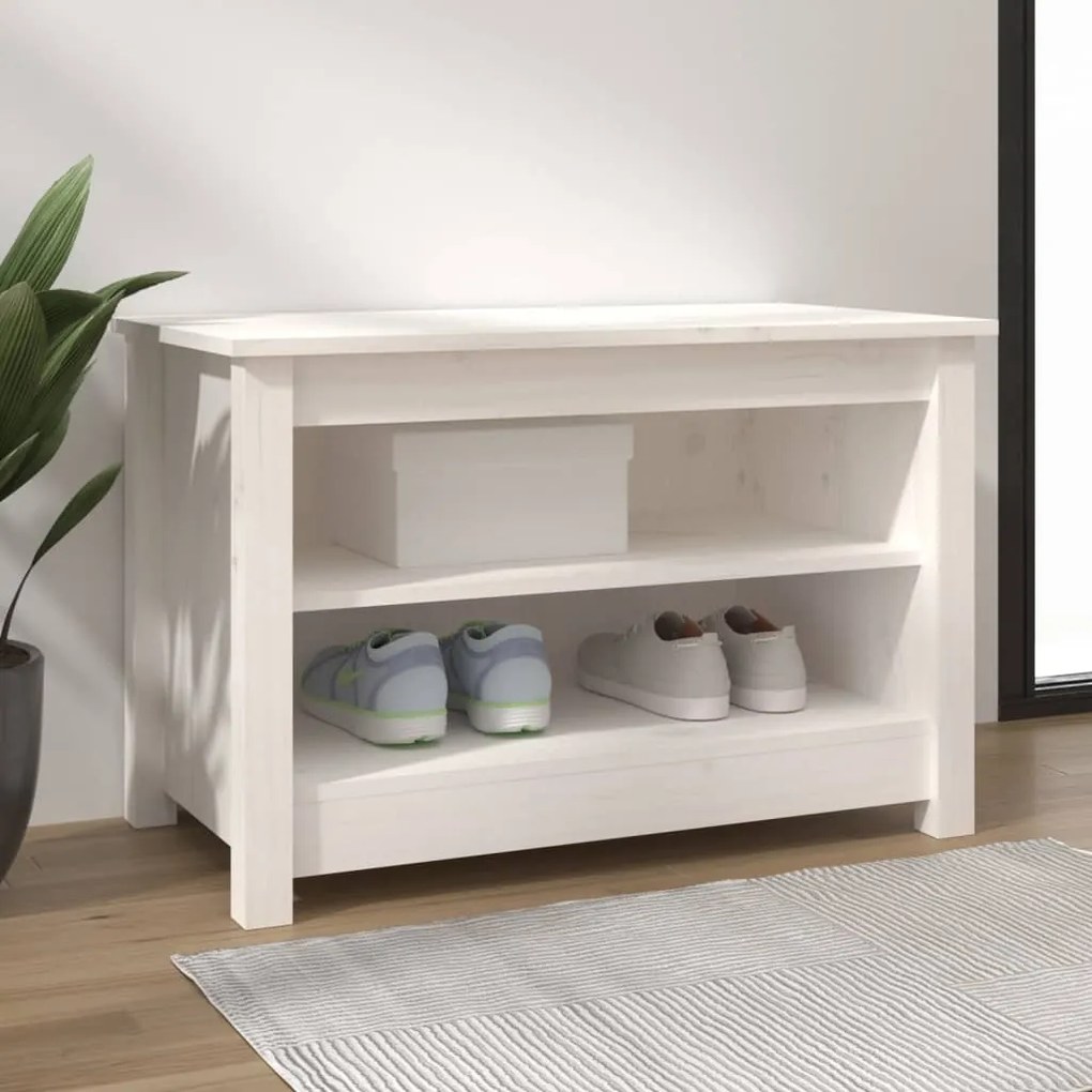 813770 vidaXL Banco sapateira 70x38x45,5 cm pinho maciço branco