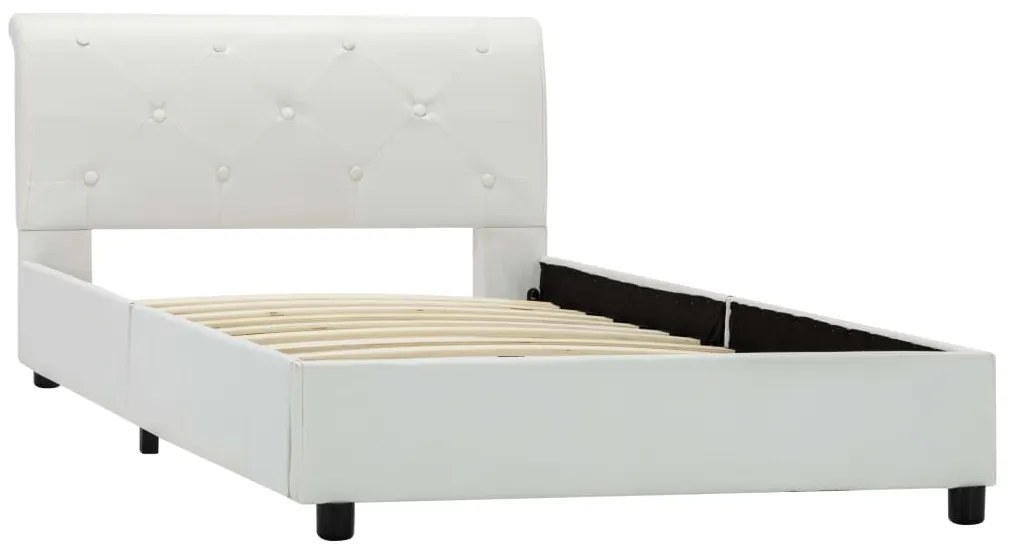 Estrutura de cama 90x200 cm couro artificial branco
