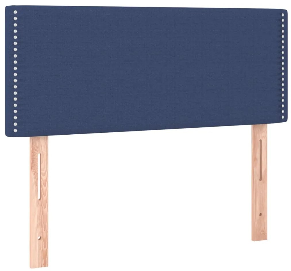Cama box spring c/ colchão e LED 80x200 cm tecido azul