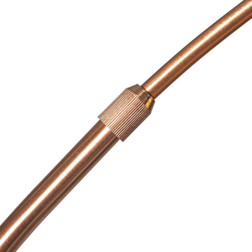 Candeeiro de arco moderno em cobre com cúpula branca - Arc Basic