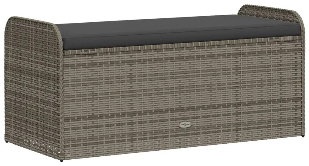 Banco de arrumação com almofadão 115x51x52 cm vime PE cinzento