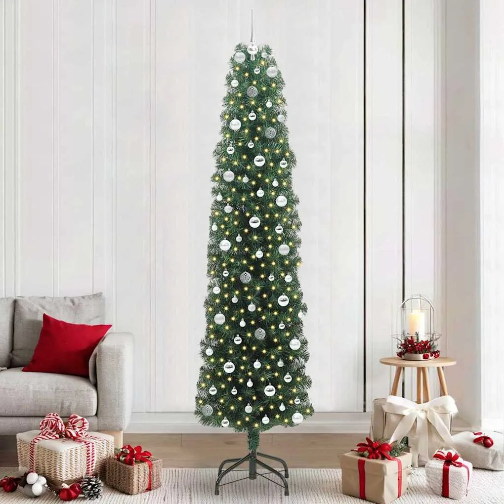 vidaXL Árvore de Natal Artificial Verde 240 cm PVC e Aço e Plástico