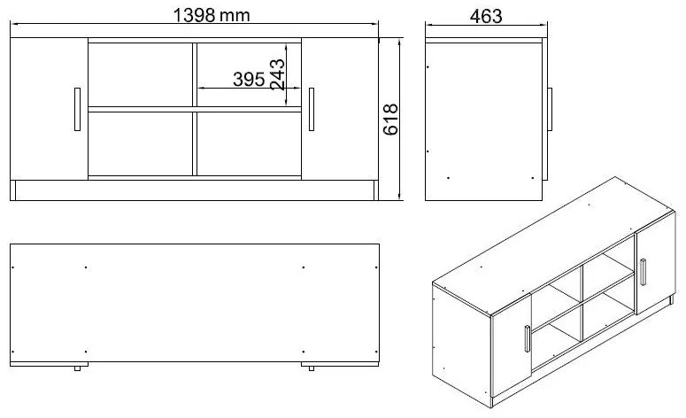 Conjunto de Mobiliário de Escritório VO15 – Branco – Secretária: 140x7