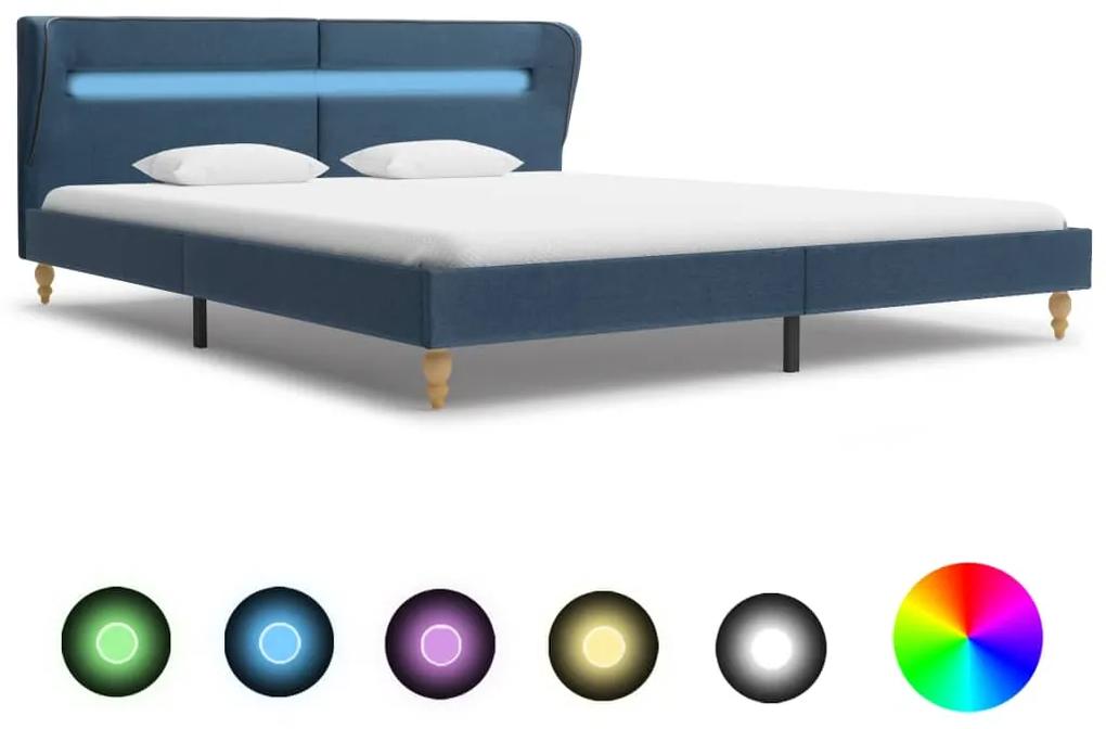 280606 vidaXL Estrutura de cama com LEDs em tecido 180x200 cm azul