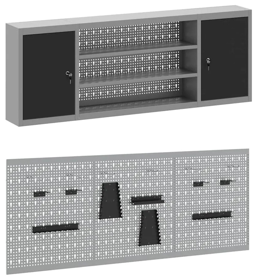 Conjunto de 7 Peças de Banco de Trabalho em Aço Preto