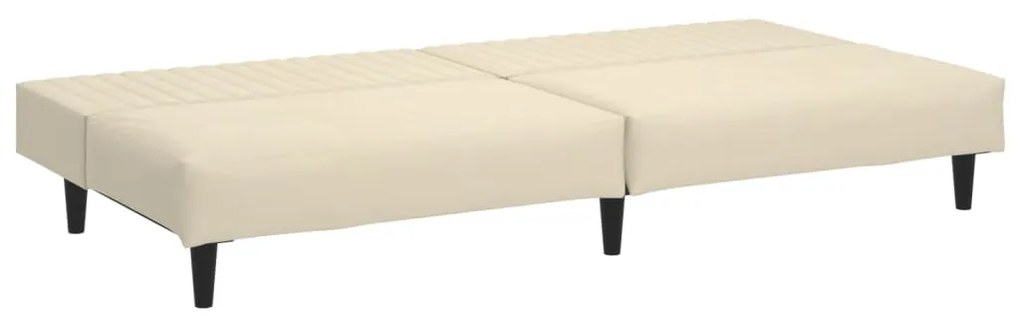 Sofá-cama de 2 lugares veludo cor creme
