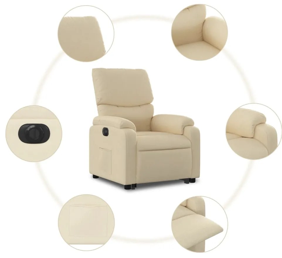 Poltrona reclinável elevatória elétrica tecido cor creme