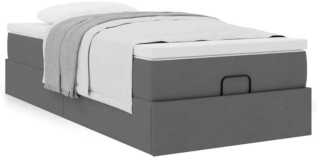 Estrutura cama otomana colchão 90x190 cm tecido cinzento escuro