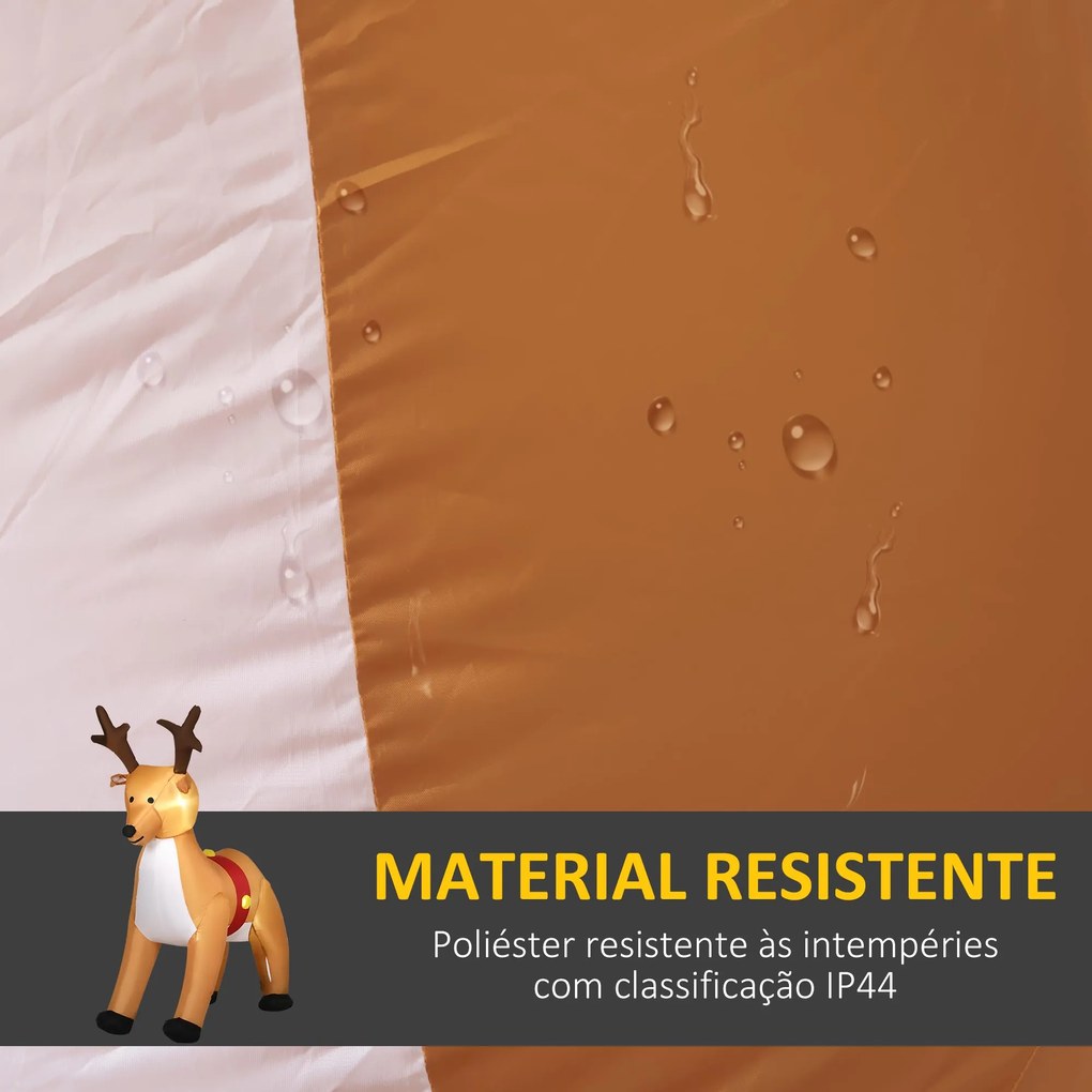 Rena Insuflável de Natal com Luzes LED Decoração Natalícia com Ventoinha Interna 155x80x180 cm Castanha