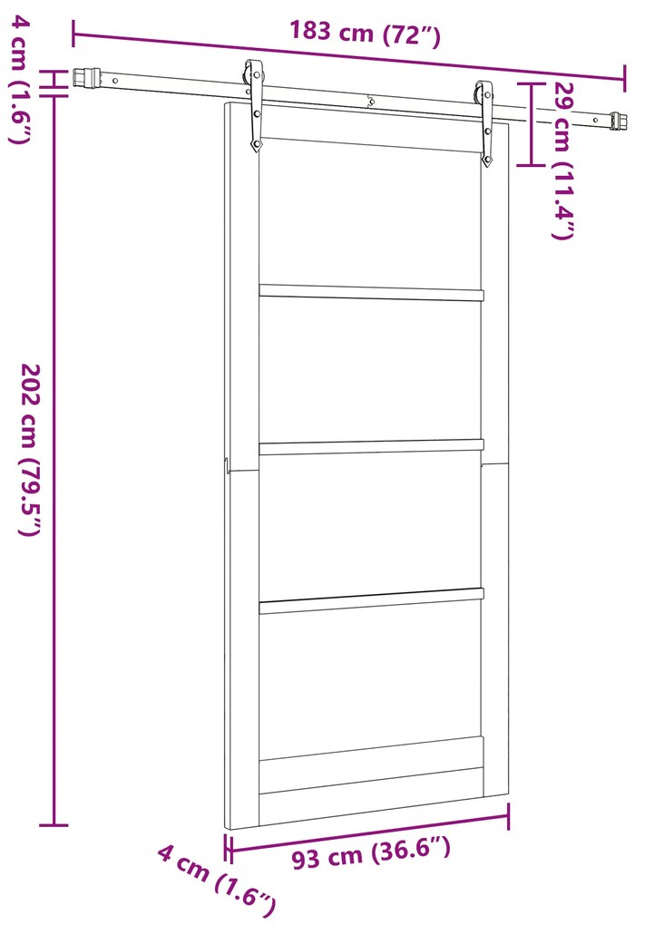 Porta Deslizante vidaXL com Conjunto de Ferragens Branco 93x202 cm Mad