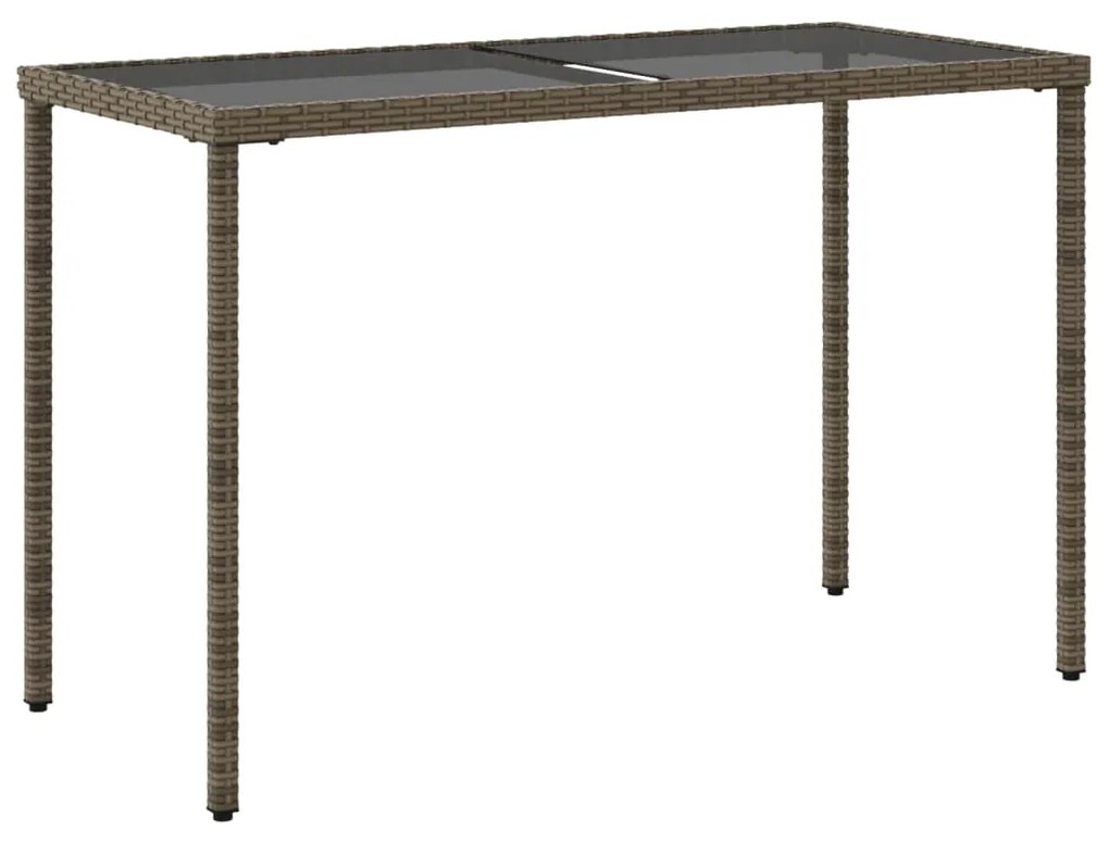 Mesa de jardim com tampo de vidro 115x54x74 cm vime PE cinza