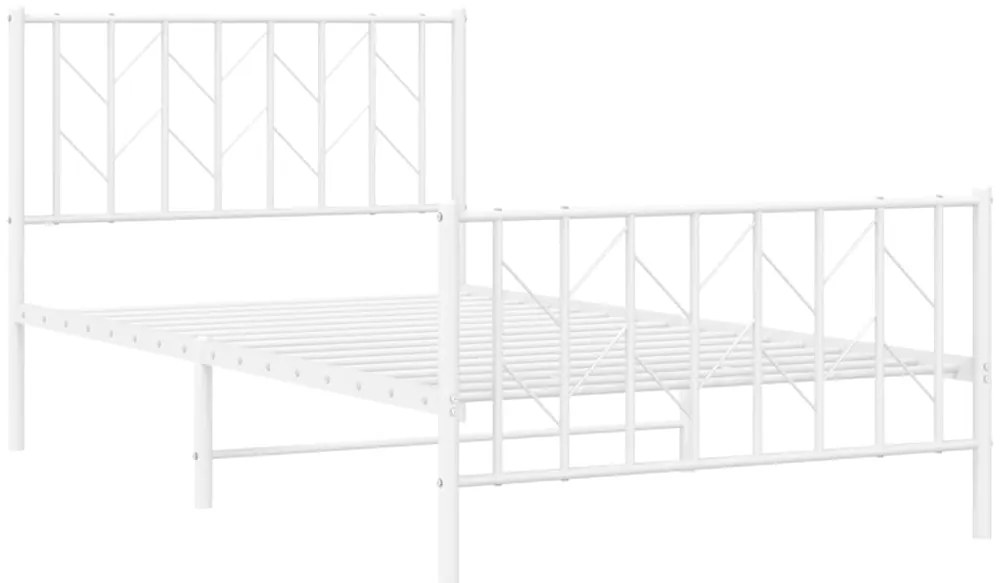 Estrutura de cama com cabeceira e pés 100x200 cm metal branco