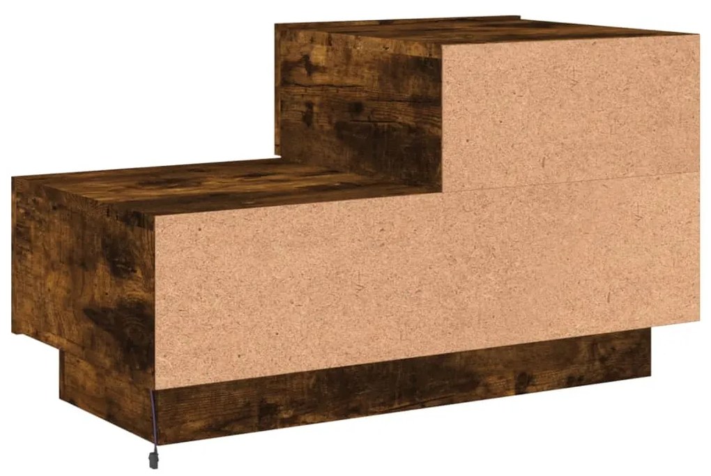Mesa de cabeceira com luzes LED 70x36x40,5 cm carvalho fumado