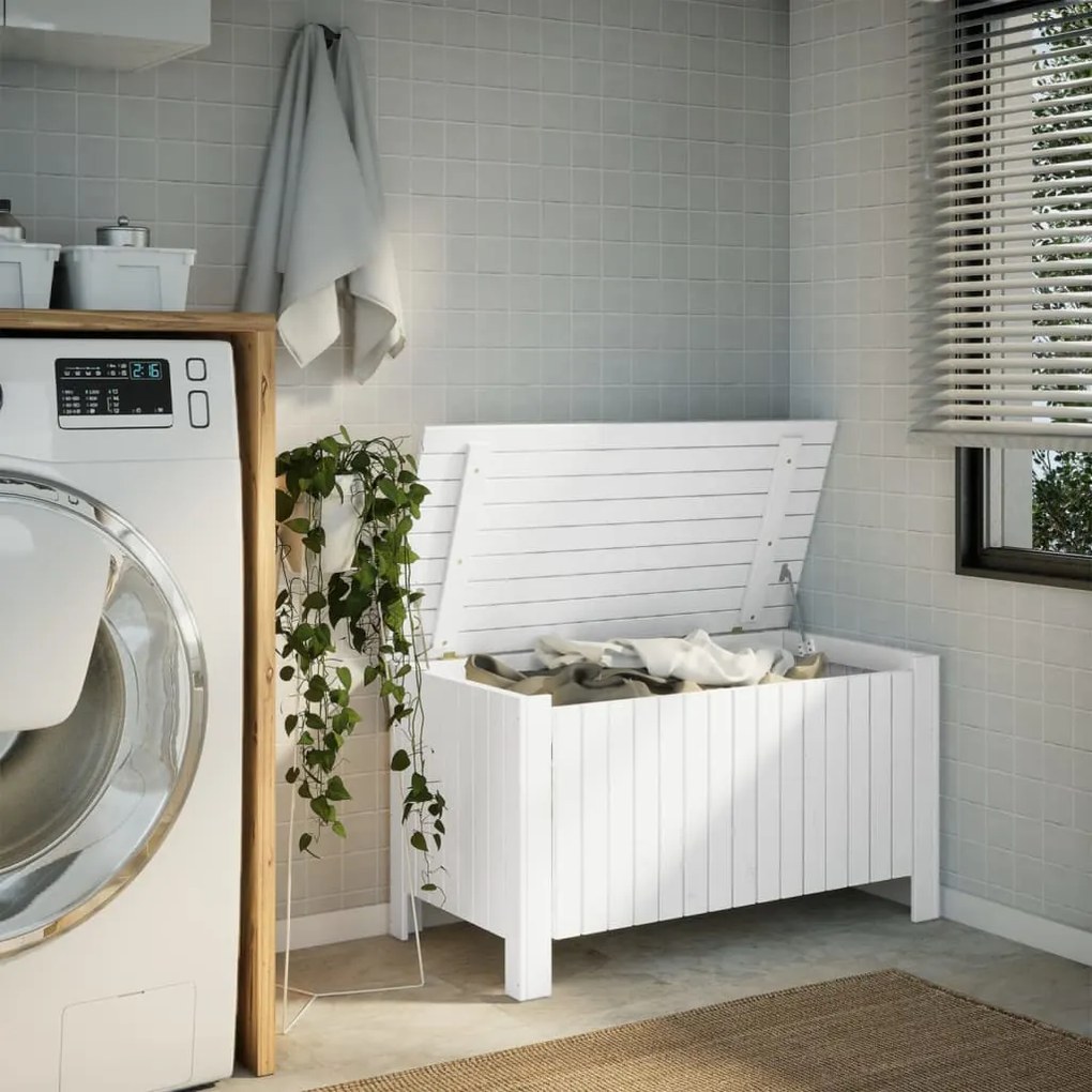 Caixa arrumação c/ tampa RANA 100x49x54 cm pinho maciço branco