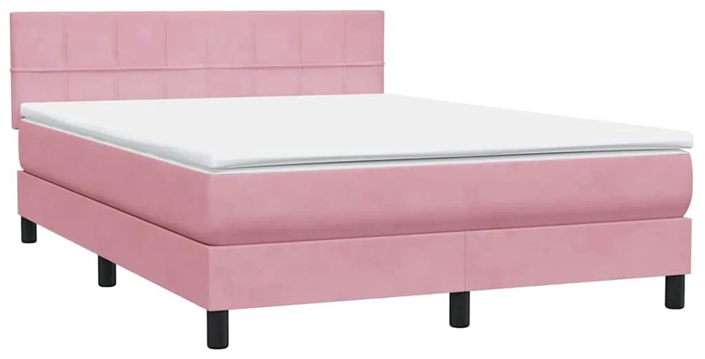 Cama com molas/colchão 140x210 cm veludo Rosa