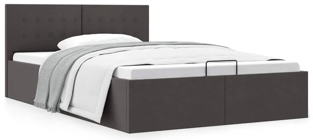 Cama hidráulica c/ arrumação 140x200cm tecido cinzento-escuro
