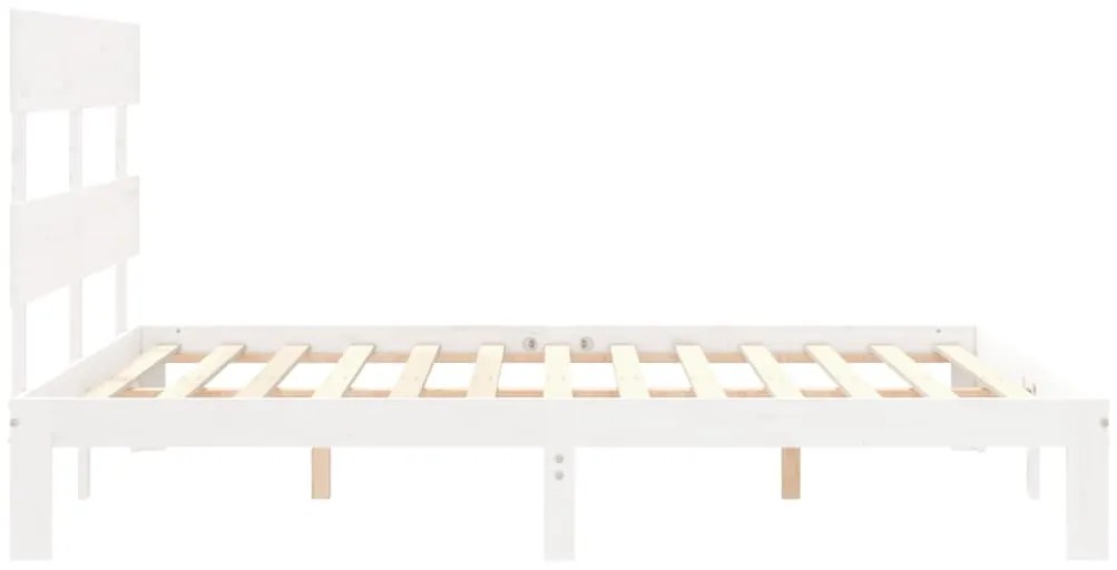 Cama sem colchão 160x200 cm madeira de pinho maciça branco