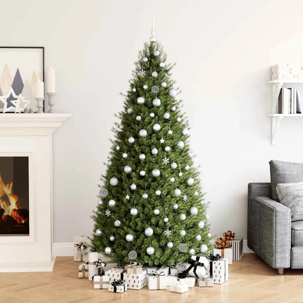 vidaXL 111 pcs conjunto de enfeites de Natal poliestireno prateado