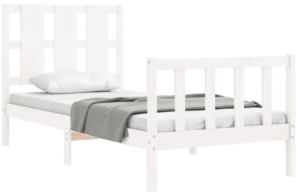 Cama sem colchão 90x200 cm madeira de pinho maciça branco
