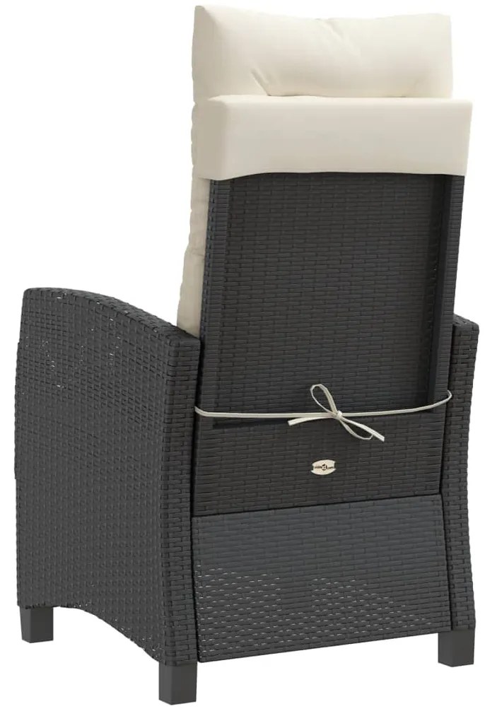 Cadeiras de jardim reclináveis c/ almofadões 2pcs vime PE preto
