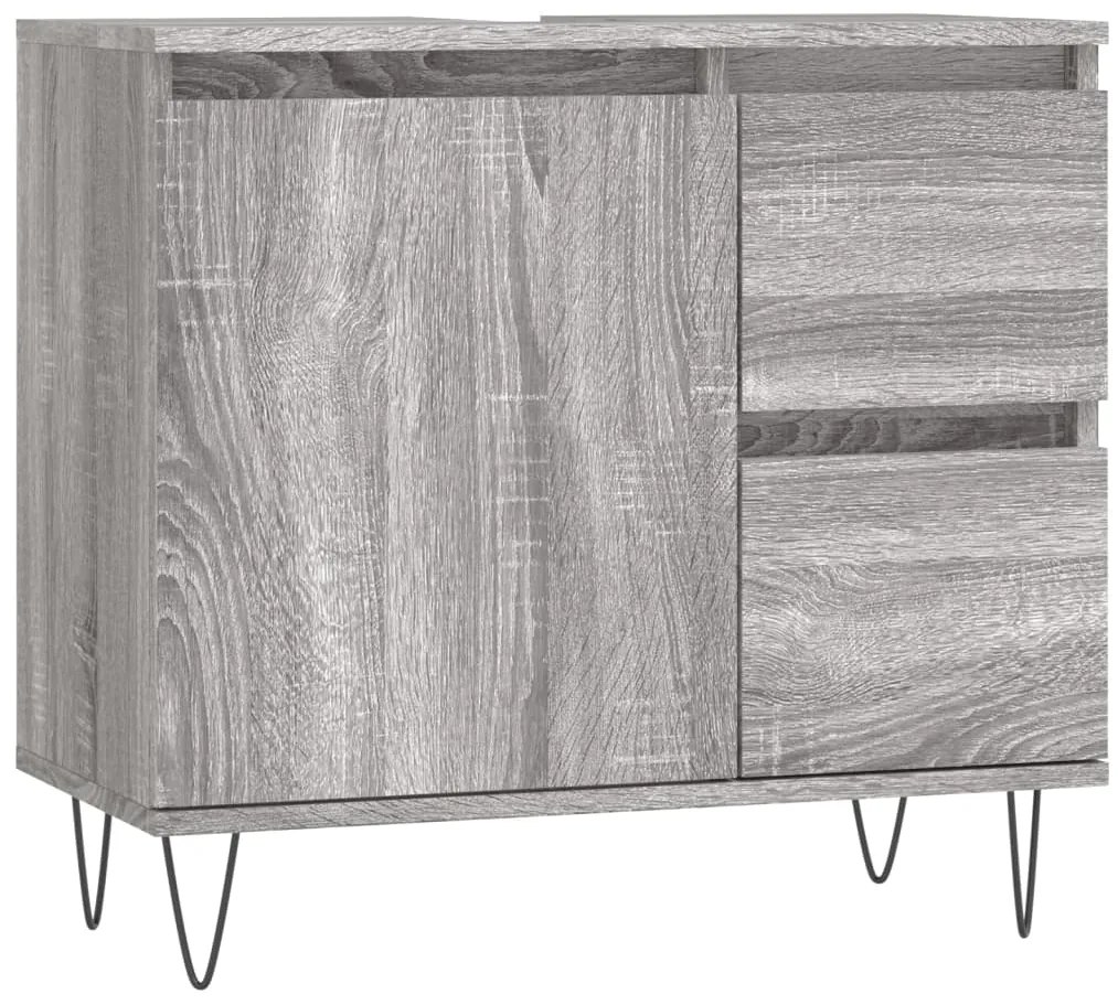 3 pcs Conjunto móveis casa de banho madeira proc. cinza sonoma