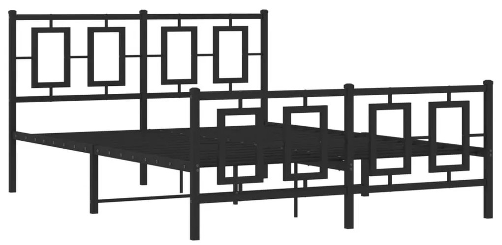 Estrutura de cama com cabeceira e pés 140x190 cm metal preto