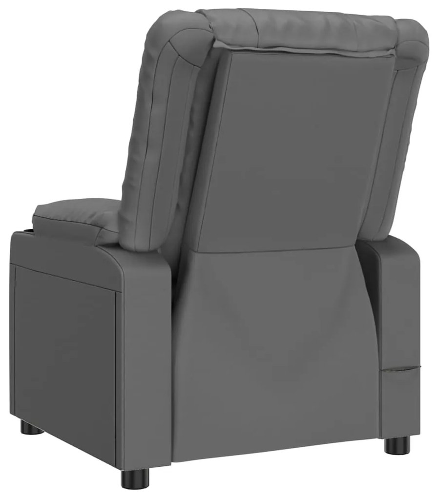 Poltrona de massagens elétrica couro artificial cinzento