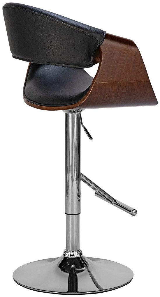 Banco de bar Foley em couro sintético com estrutura cromada 95-116 x 60 x 52 Castanho + Preto
