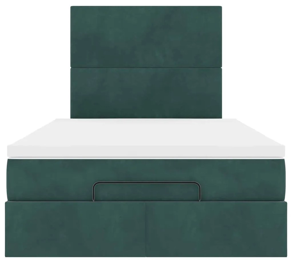 Estrutura de cama otomana com colchões verde escuro veludo