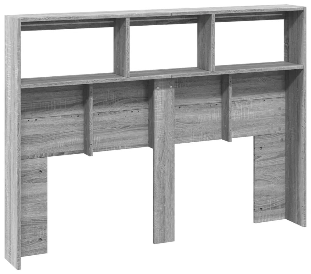Armário de cabeceira c/ luzes LED 140x17x102 cm cinzento sonoma