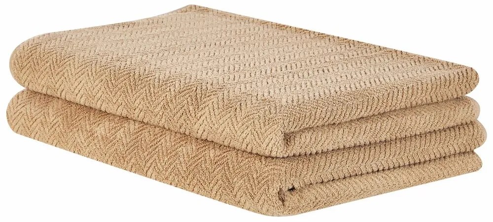 Conjunto de 2 toalhas em algodão creme MITIARO Beliani