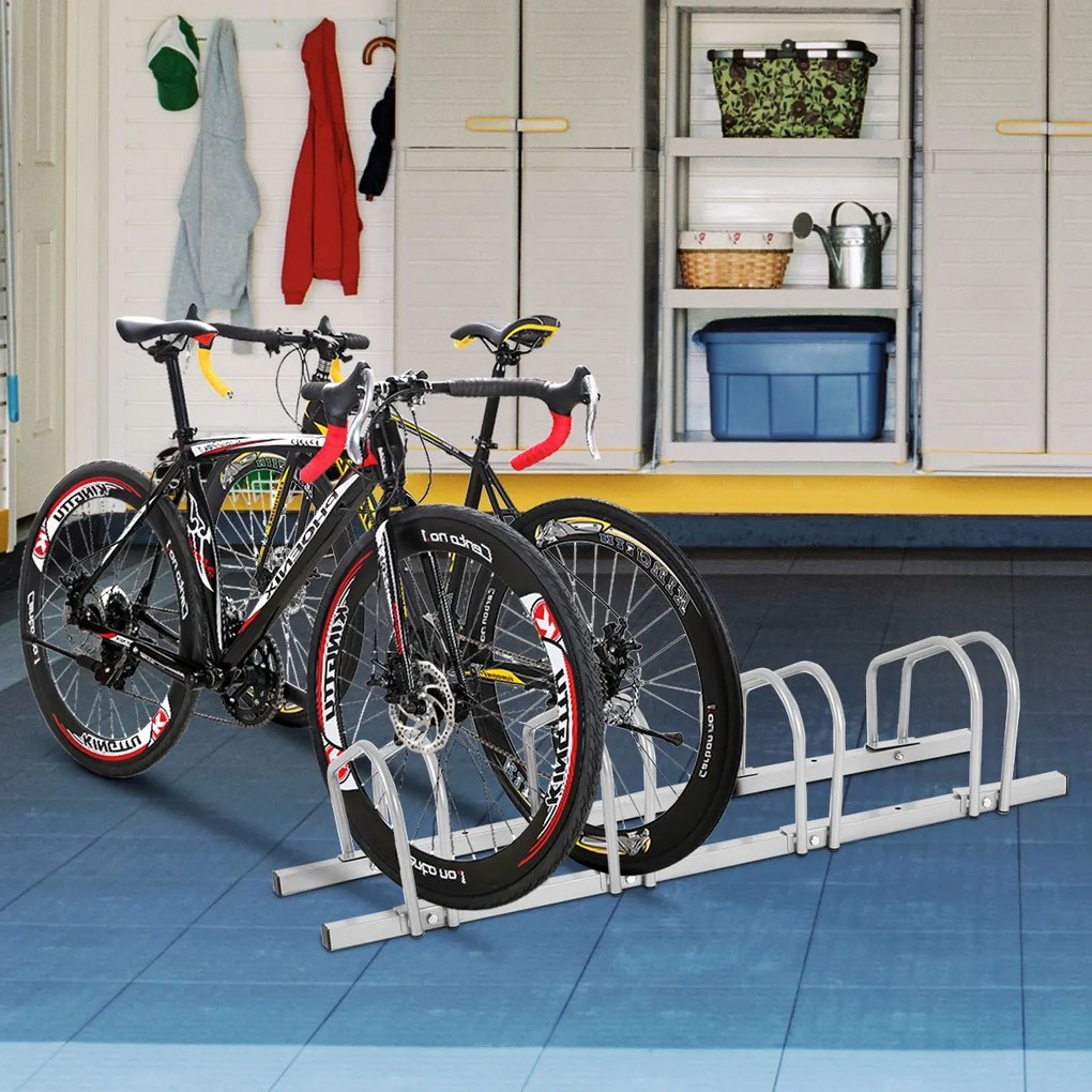 Estacionamento para 4 bicicletas no solo Piso de Ciclismo Estacionamento metálico para Centro Comercial Caseiro Estacionamento 120 x 32,5 x 26 cm