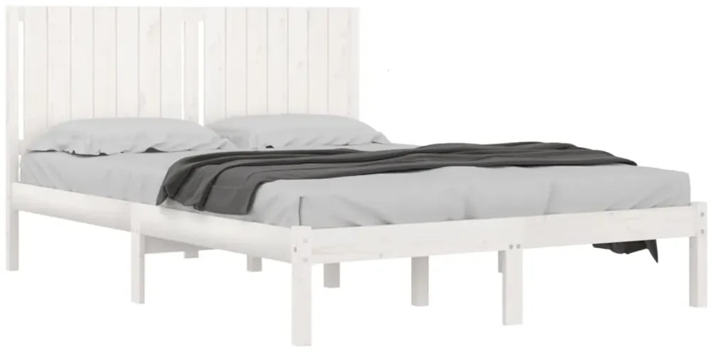 Cama sem colchão 160x200 cm madeira de pinho maciça branco