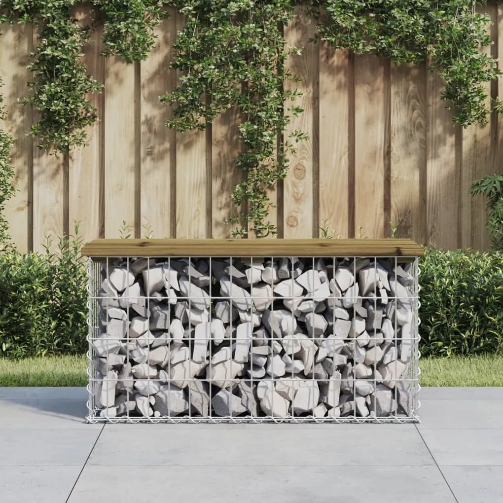 vidaXL Banco de jardim c/ design gabião 83x31,5x42 cm pinho impregnado