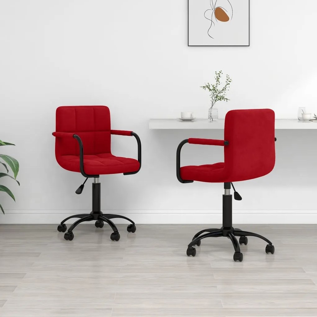 vidaXL Cadeiras de jantar giratórias 2 pcs veludo vermelho tinto