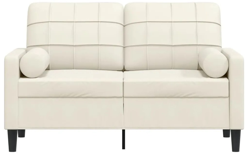 Sofá 2 lugares c/ almofadas decorativas 120 cm veludo creme