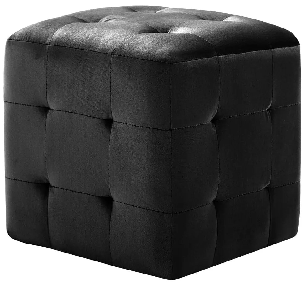Pufe 2 pcs 30x30x30 cm veludo preto
