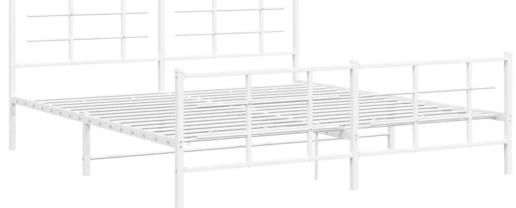 Estrutura de cama com cabeceira e pés 183x213 cm metal branco