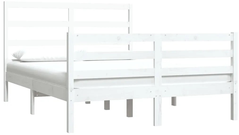 Estrutura de cama pequena casal 120x190 cm pinho maciço branco