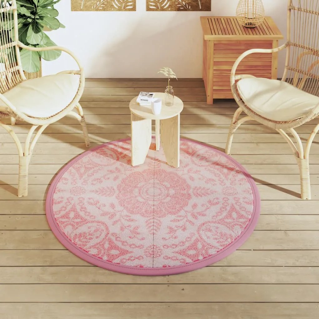Tapete de exterior Ø120 cm ARAKIL PP Rosa