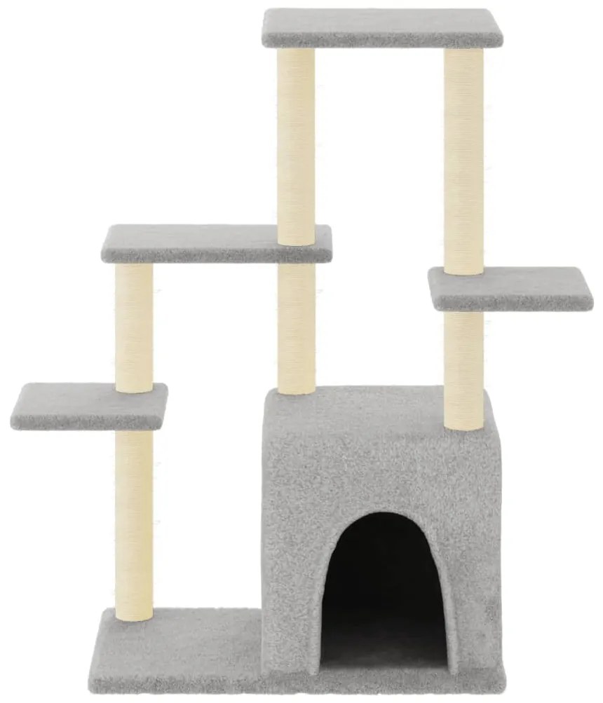 Árvore p/ gatos c/ postes arranhadores sisal 97,5cm cinza-claro